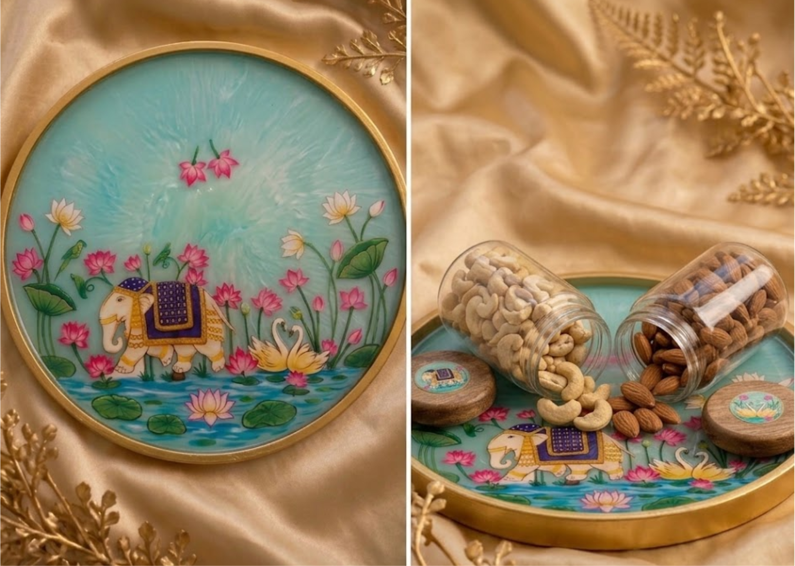 Elephant tray with jars