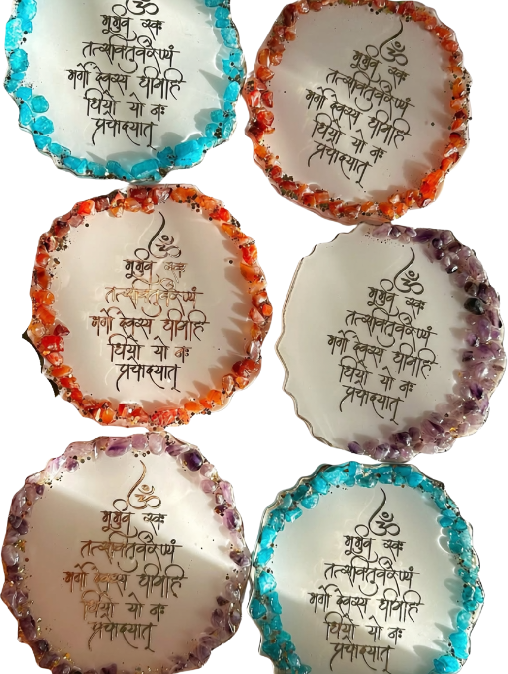 Resin fridge magnets with natural stone