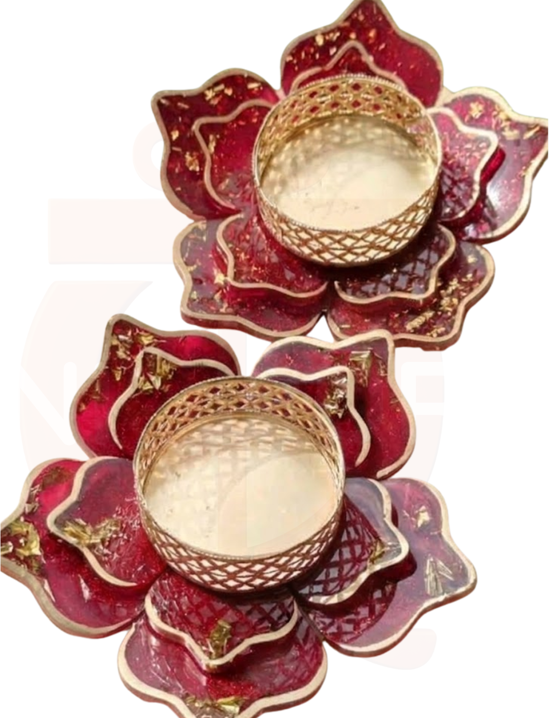 Lotus-shaped resin tea light holders