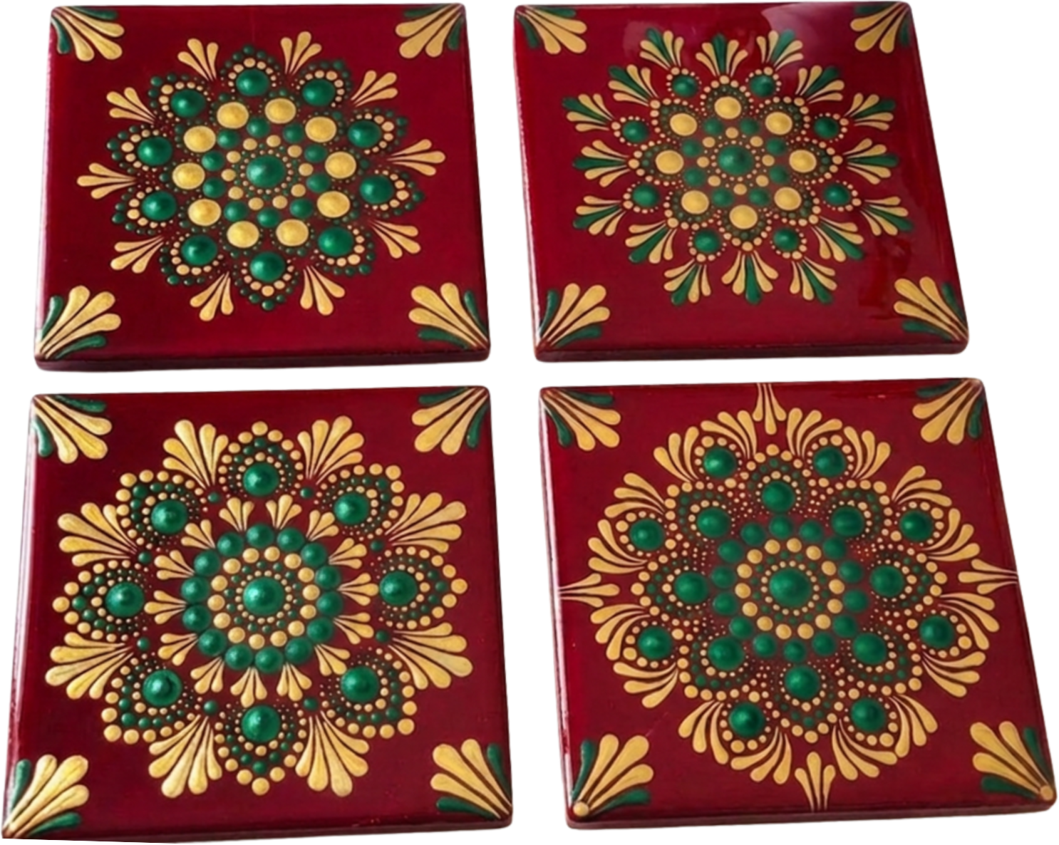 Hand-painted ceramic coaster set