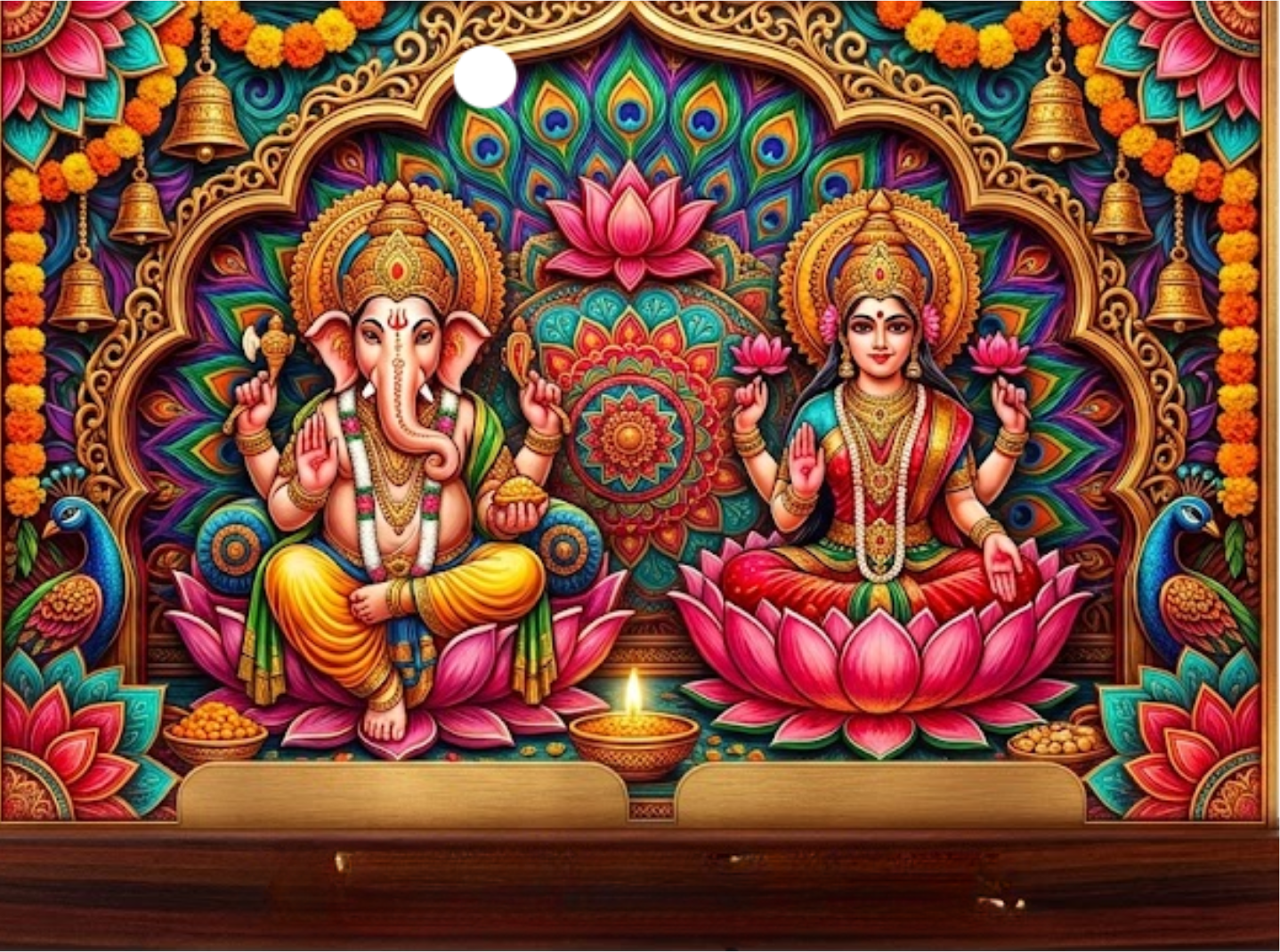 Wooden LED light with Diwali artwork