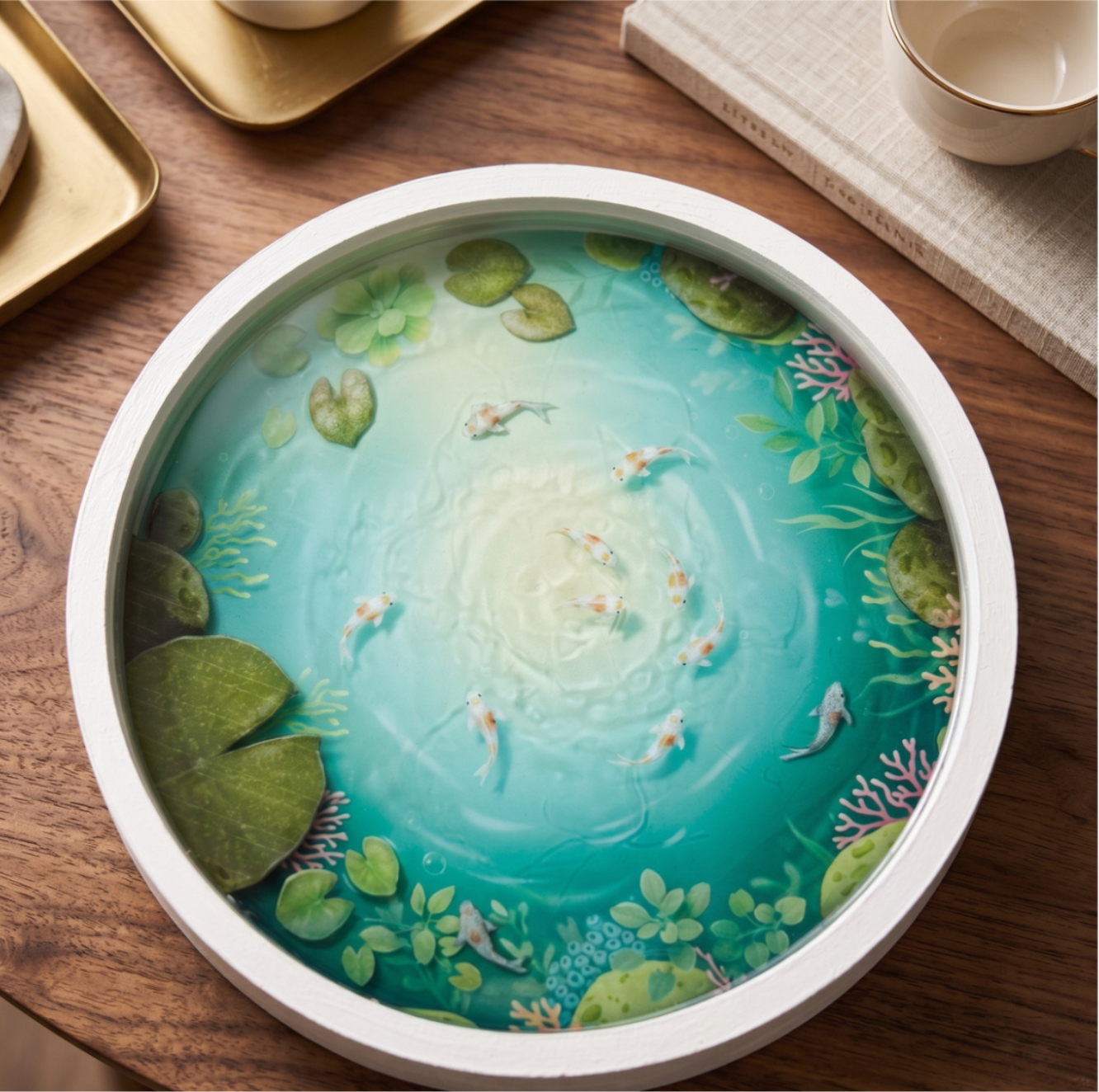 Fish pond resin tray