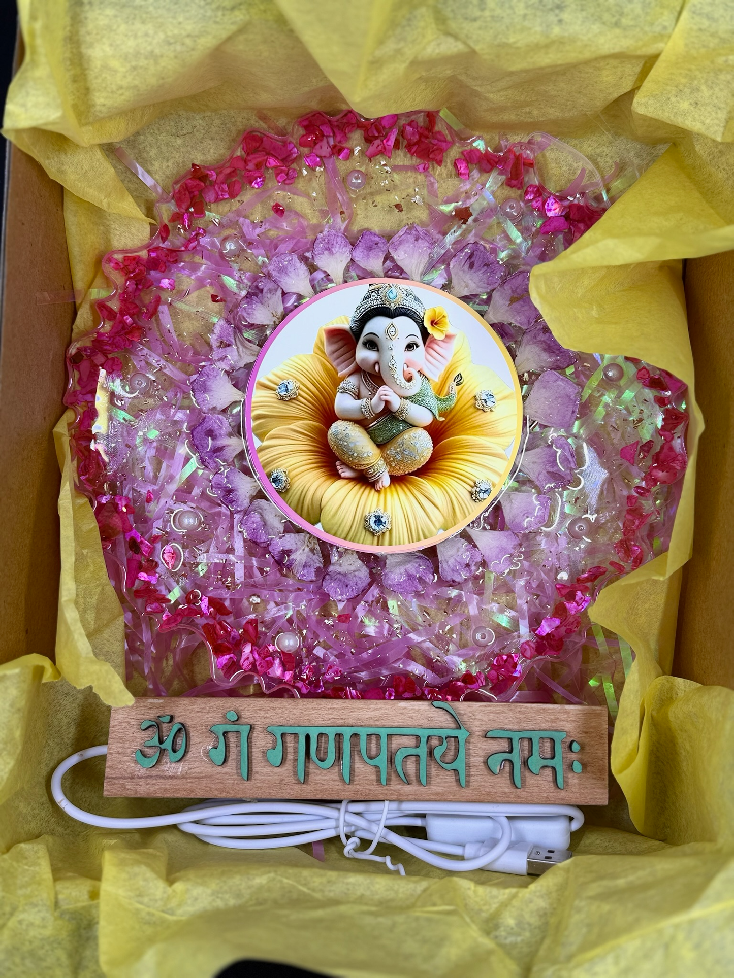 Resin Mandir Night Lamp